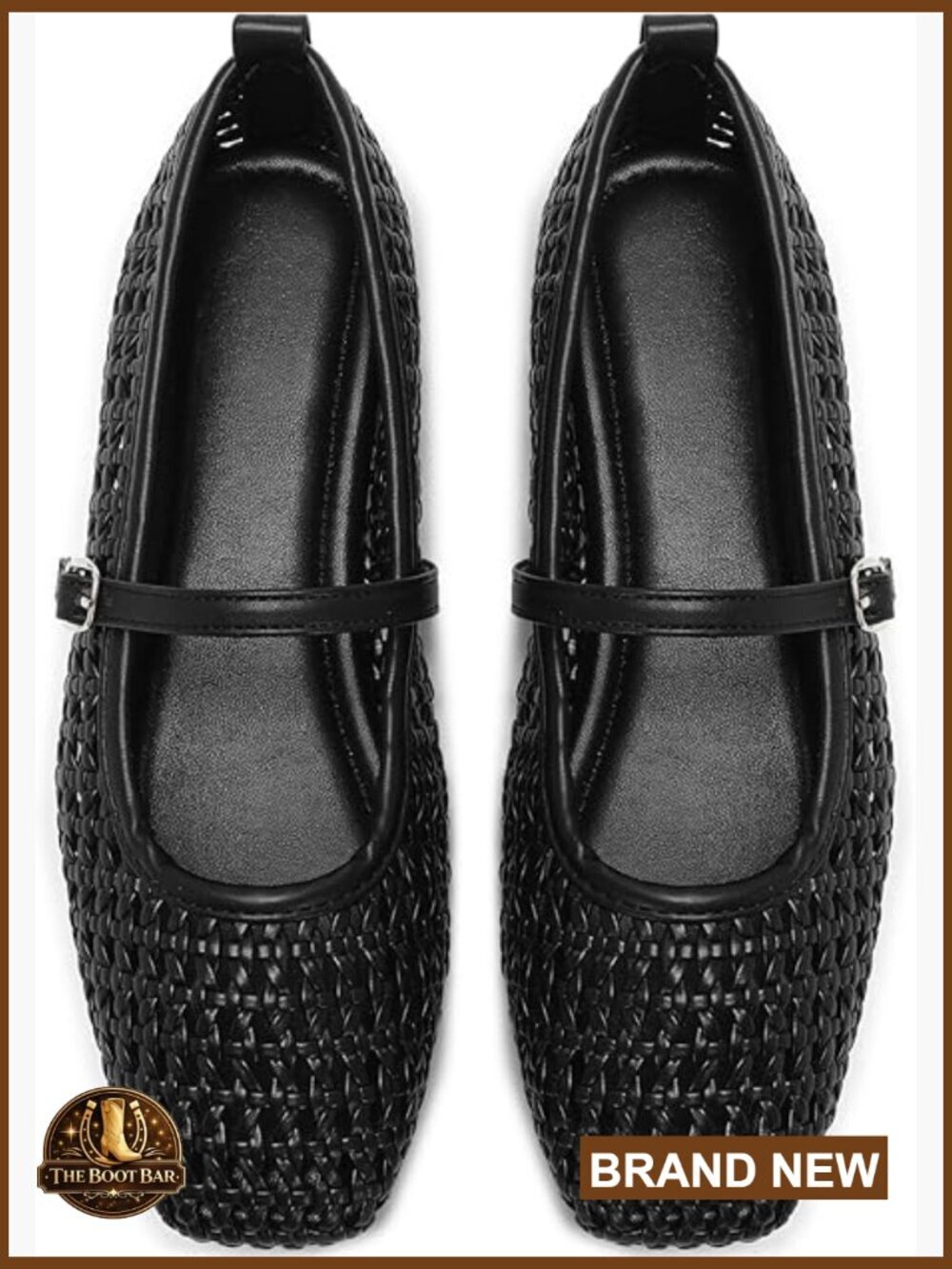 Women Mary Jane Flats - Mesh Square Toe Ballet Foldable Office Shoes